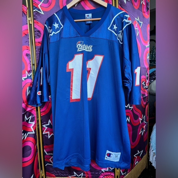 Vintage Champion Drew Bledsoe New England Patriots Jersey 11 Blue NFL Football - Picture 2 of 11